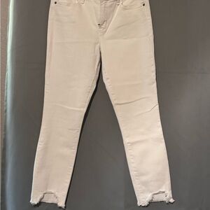Abercrombie & Fitch Cream Ankle Jeans with Frayed Hem